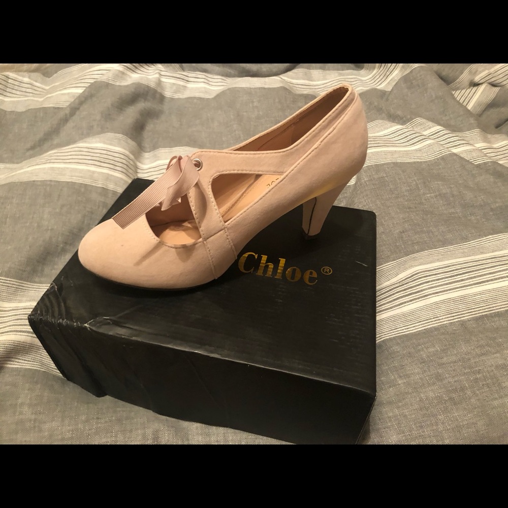 Suede nude heels